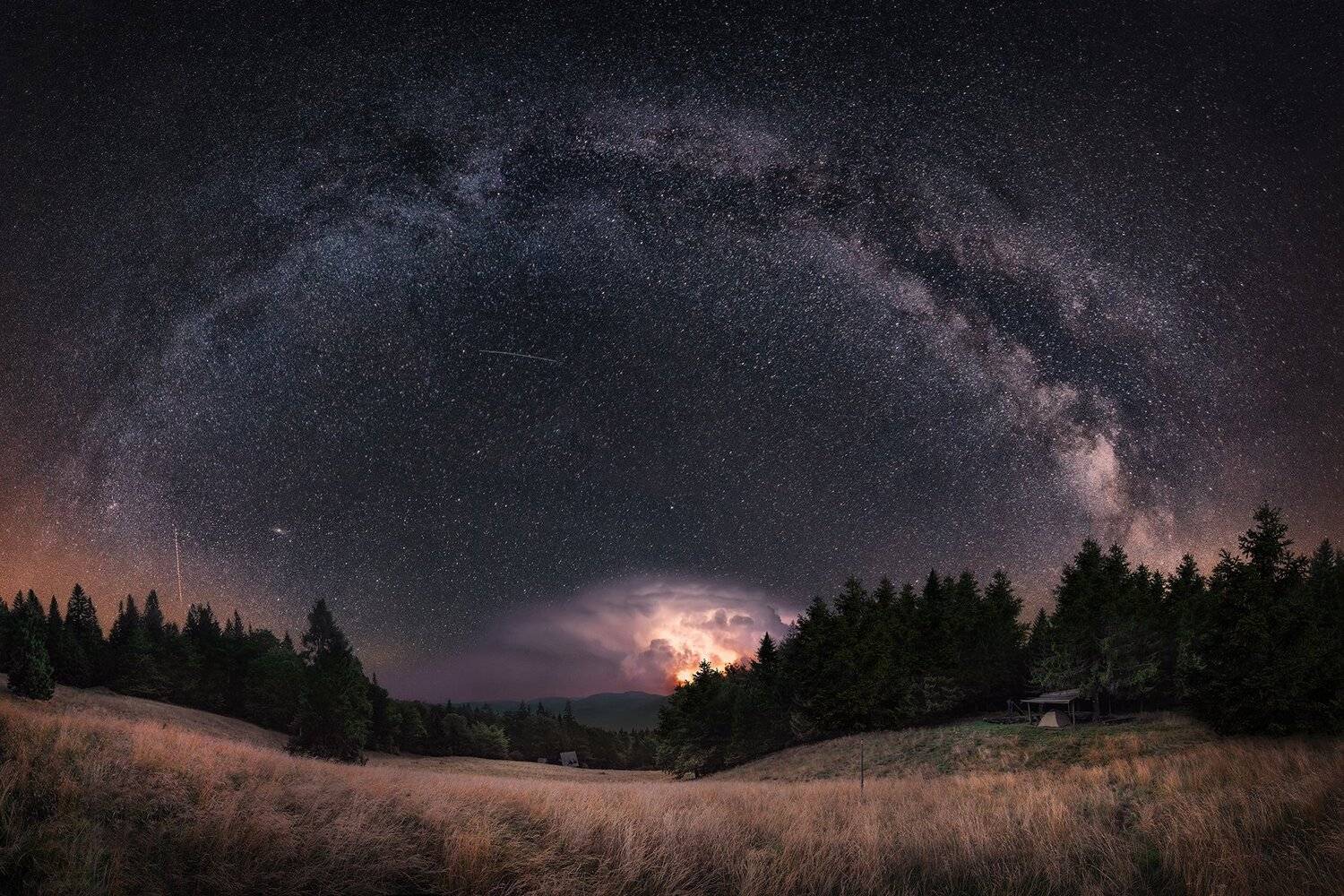 milky way, stars, night, mountains, Rycerzowa, Beskids, summer, storm, Poland, camping,, Patrycja Towarek