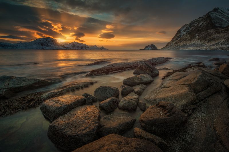 Лофотенские острова, Haukland Beach, Последние краски дня фото превью
