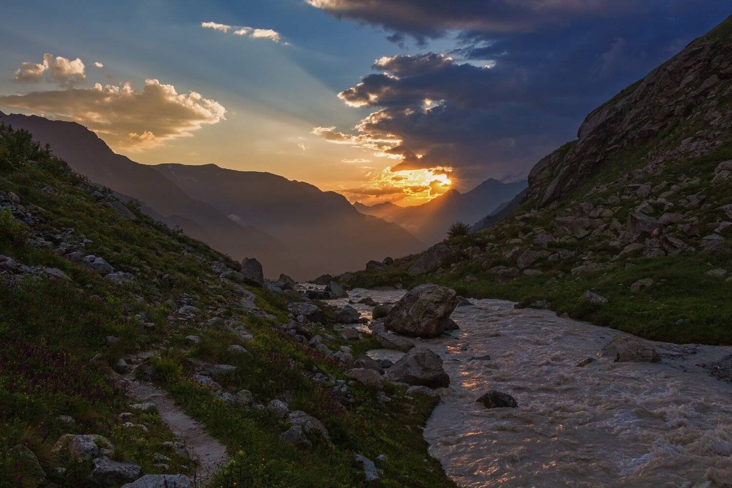 горы, закат, кавказ, Эстелла