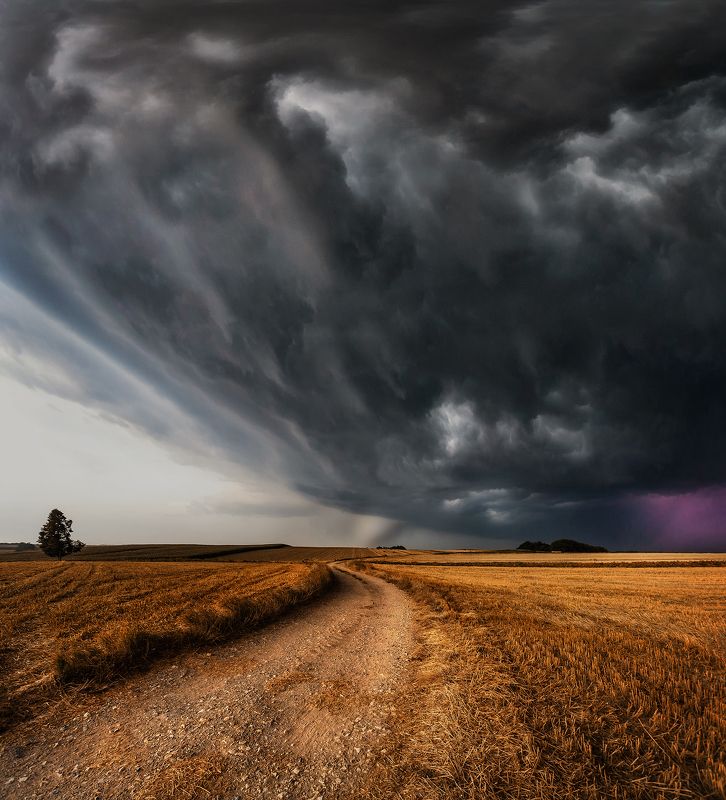 storm, field, fields, Poland, clouds, thunder, wind, summer,  Storm over the fields фото превью