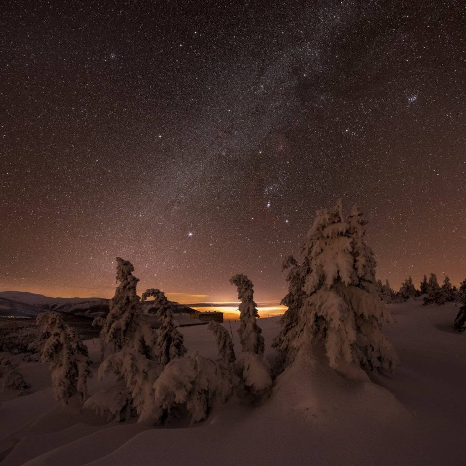 stars, snow, galaxy, milky way, czech, czech republic,mountains,orion, Jakub M&uuml;ller