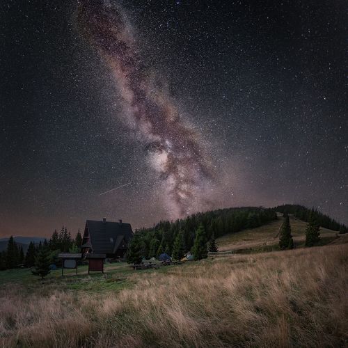 Milky Way over Rycerzowa shelter