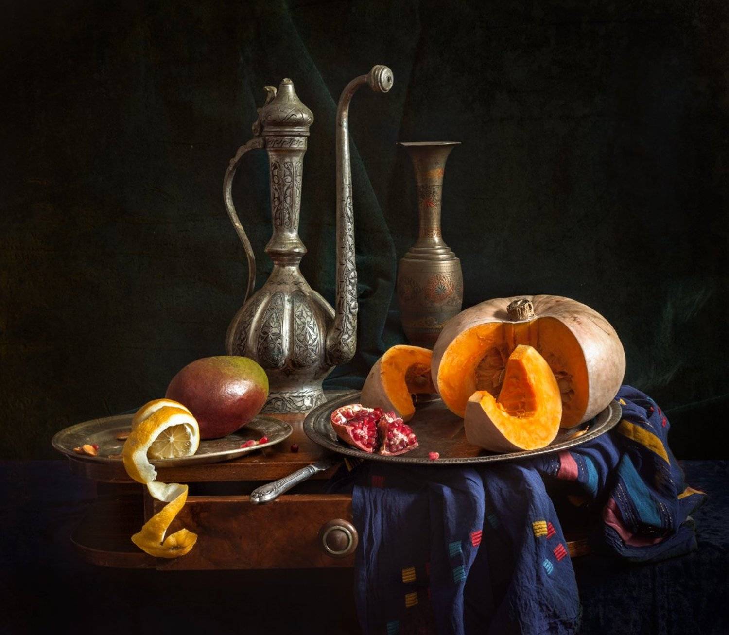 натюрморт, still life, тыква,pumpkin, still life with pumpkin, натюрморт с тыквой, кувшин, восточный кувшин, Евгений Корниенко