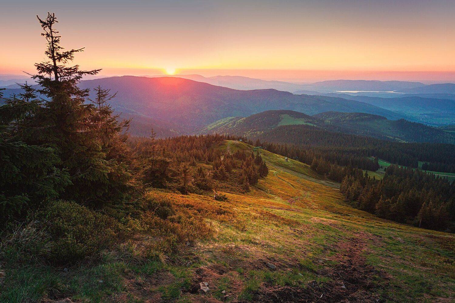 sunset, sunrise, Pilsko, Beskids, Poland, mountains, mountain, , Patrycja Towarek