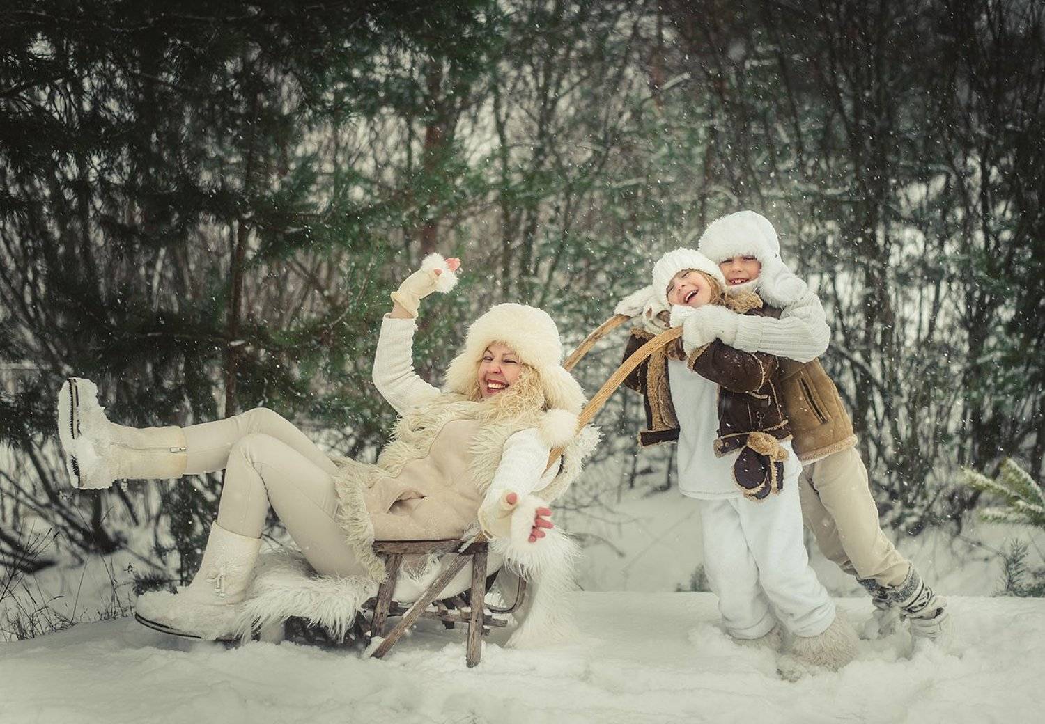 семья, красиво, смех, зима, Круковская Ольга