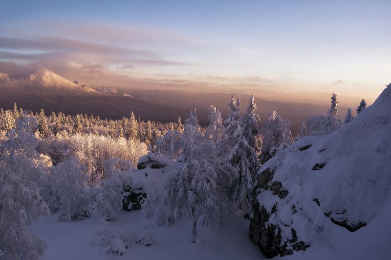 Розовый закат фото превью