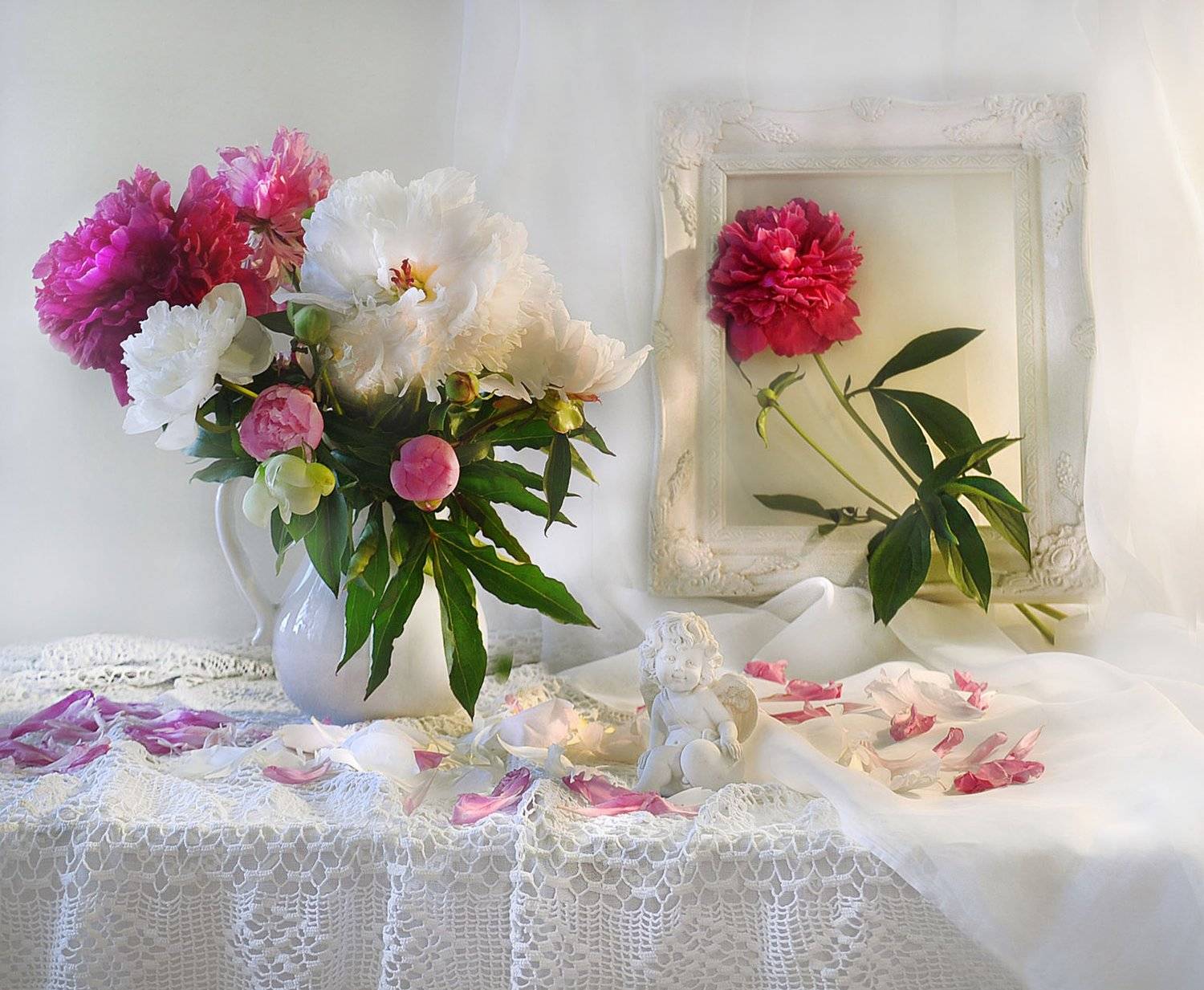 still life, натюрморт, ангел, летние грёзы, пионы, фото натюрморт, цветы, Колова Валентина
