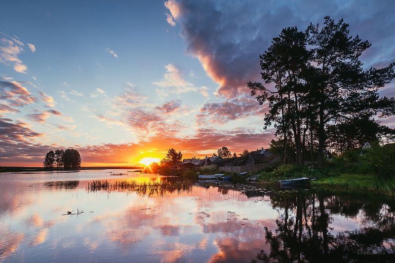 утро, рассвет, солнце, лето, вода, отражение Краски летнего утра фото превью