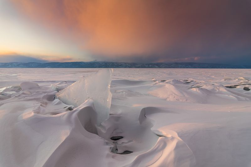 байкал,озеро,зима, лед, закат Занавес фото превью