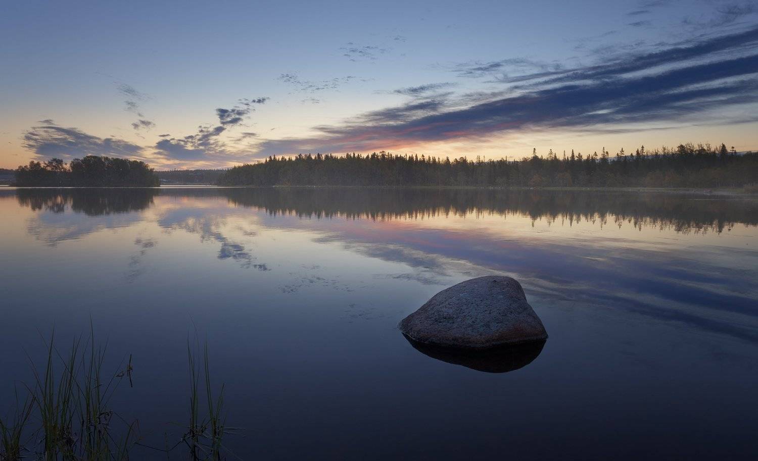 Озеро, утро, рассвет, облака, , Павел Попов