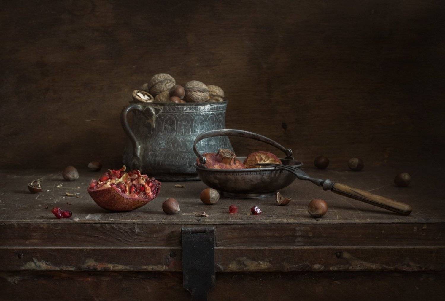 натюрморт, still life, орехи, гранат, евгений корниенко,evgeny kornienko, картина, stilleven, Евгений Корниенко