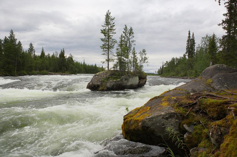 кольский, умба, порог, пасмурно, июль Падун на Умбе фото превью