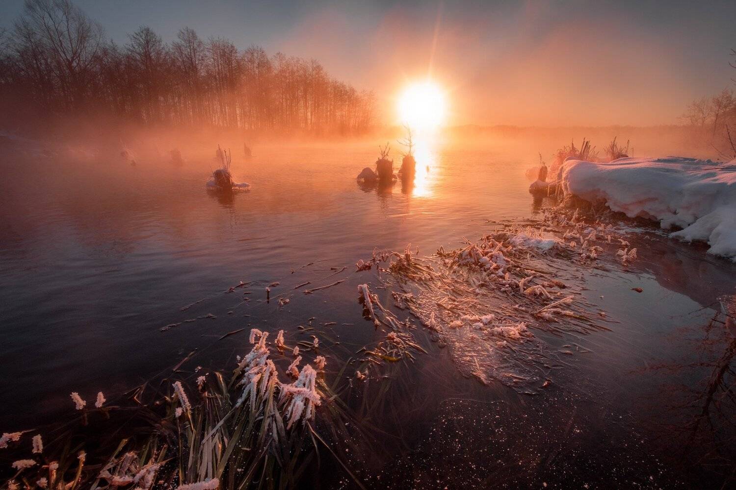 пейзаж, зима, озеро, лед, снег, утро, рассвет, восход, мороз, холод, шатура, путешествие, выходные, романтика, Андрей Чиж