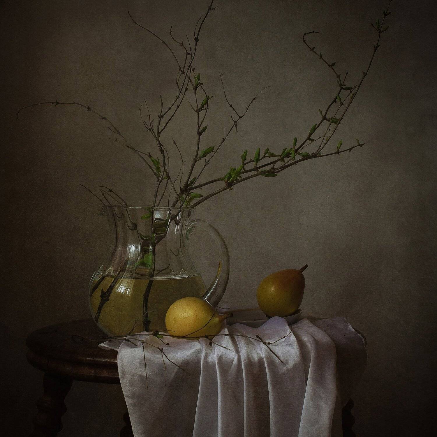 натюрморт, стекло, веточки, груши, Анна Петина