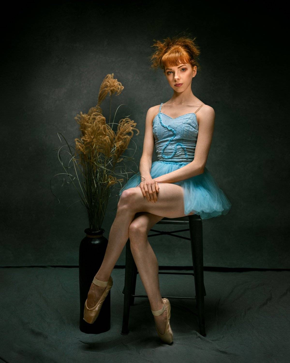 ballet, dancer, portrait, studio, ballerina, redhead, mood, girl, Saulius Ke