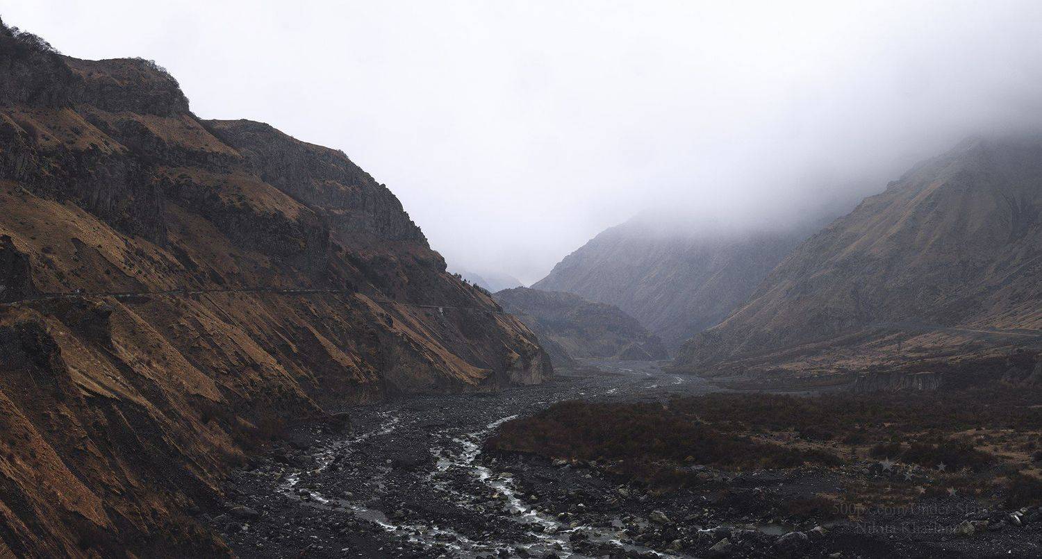 кавказ, грузия, горы, дождь, река, горная река, казбеги, степанцмида, Харланов Никита