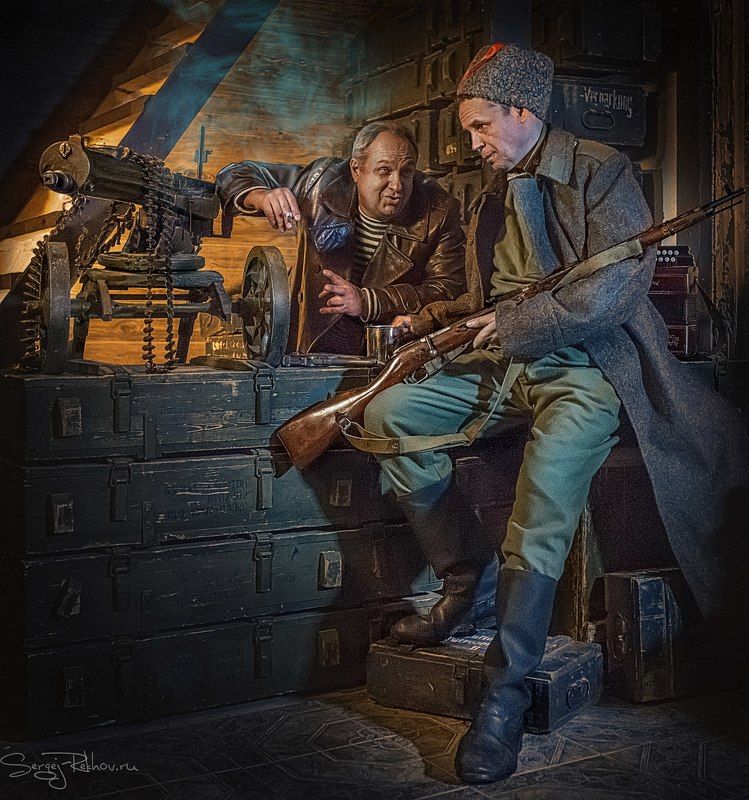 революция, революционеры, солдаты, винтовка, оружие, студия, разговор, rekhov, sergejrekhov - В чём сила, брат?  фото превью