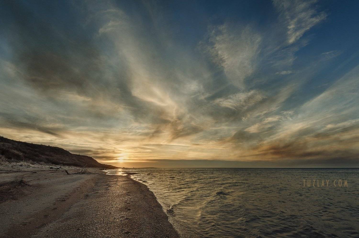 азовское море, апрель, закат, морской берег, таманский полуостров, темрюкский район, Владимир Тузлай