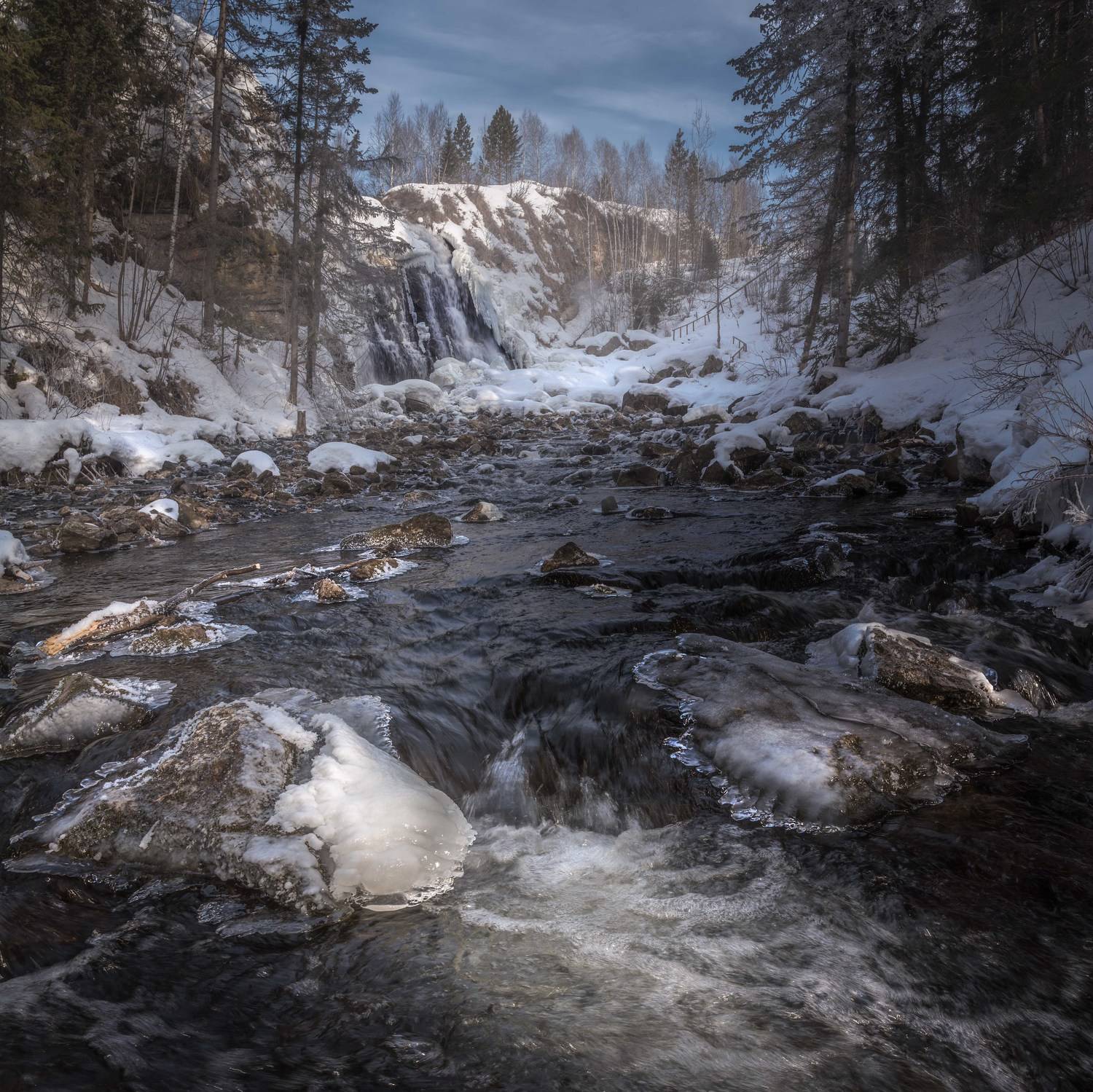 алтай, горы, природа, пейзаж, весна, снег, утро, салаир, река, водопад, Денис Соломахин