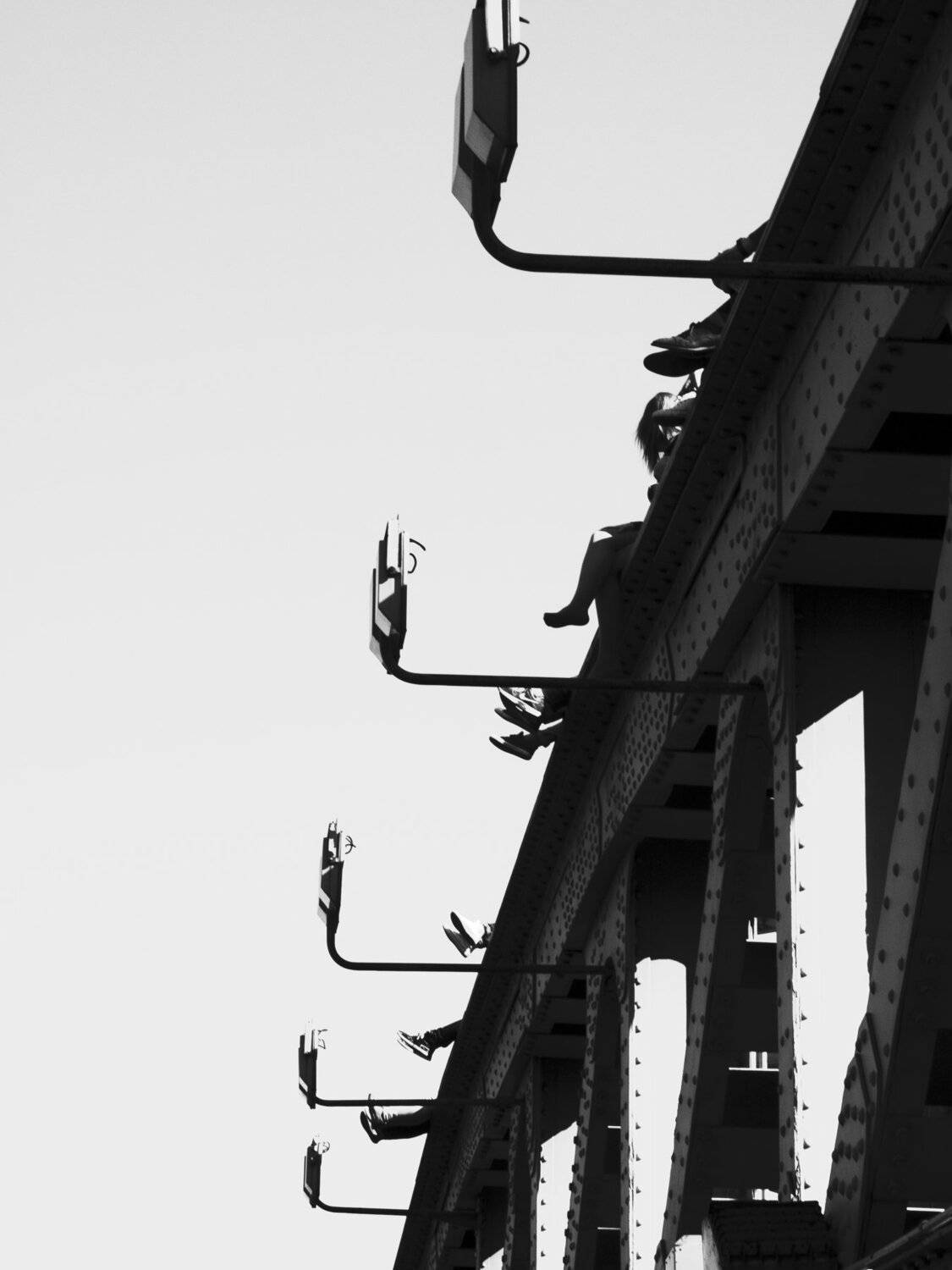 Moscow, Russia, Spring, Black and white, Monochrome, Bridge, Legs, Elena Beregatnova