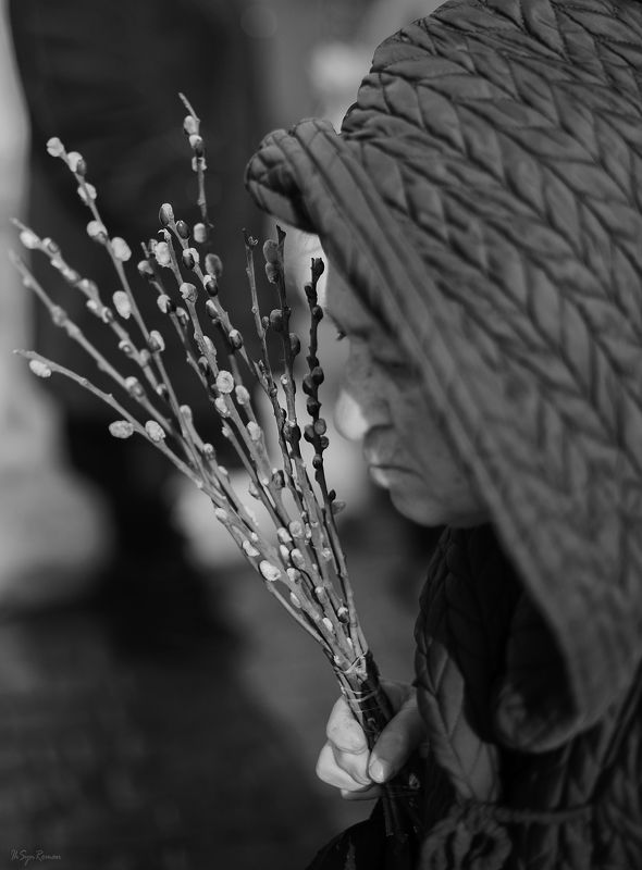 женщина,жанр,улица,букет,верба *** фото превью