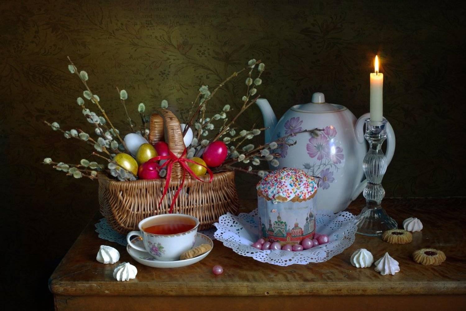 пасха,натюрморт,верба,пасхальное яйцо,в.павлухина,, Вера  Павлухина