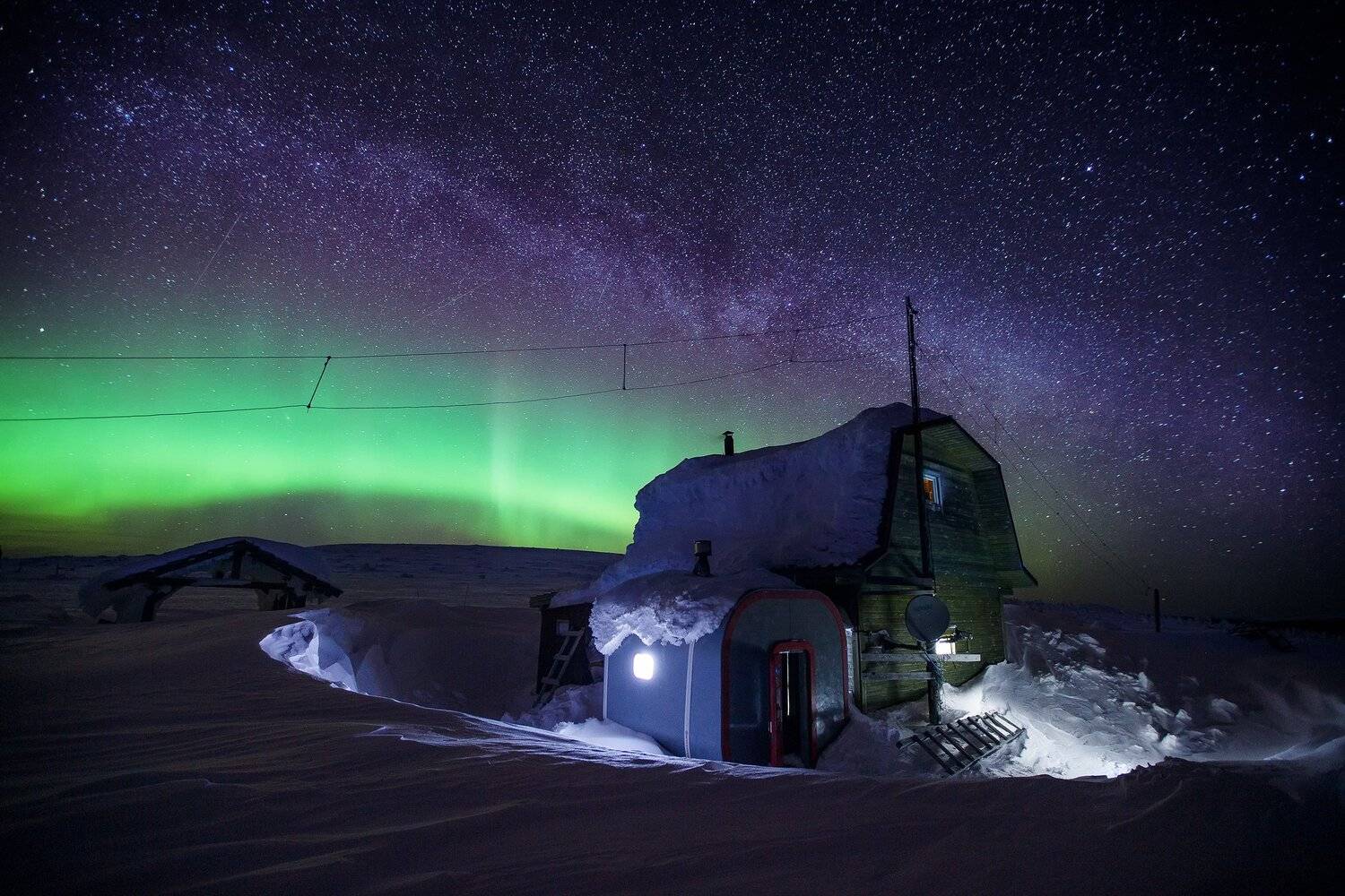 Маньпупунёр, Северный Урал, зима, млечный путь, звёзды, северное сияние, Урал, Владимир
