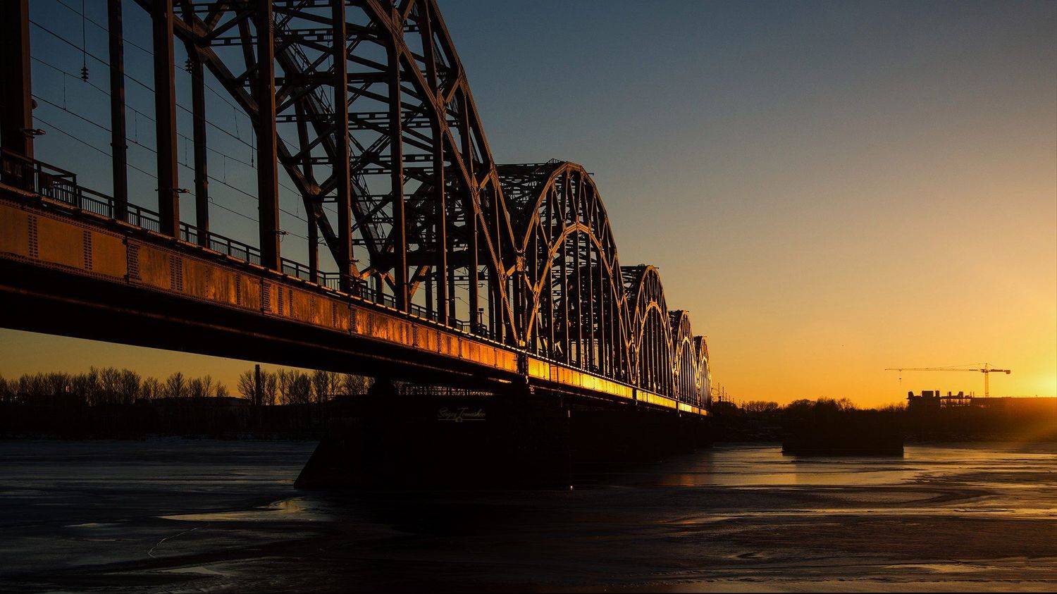 пейзаж, мост, закат, латвия, Сергей Томашев