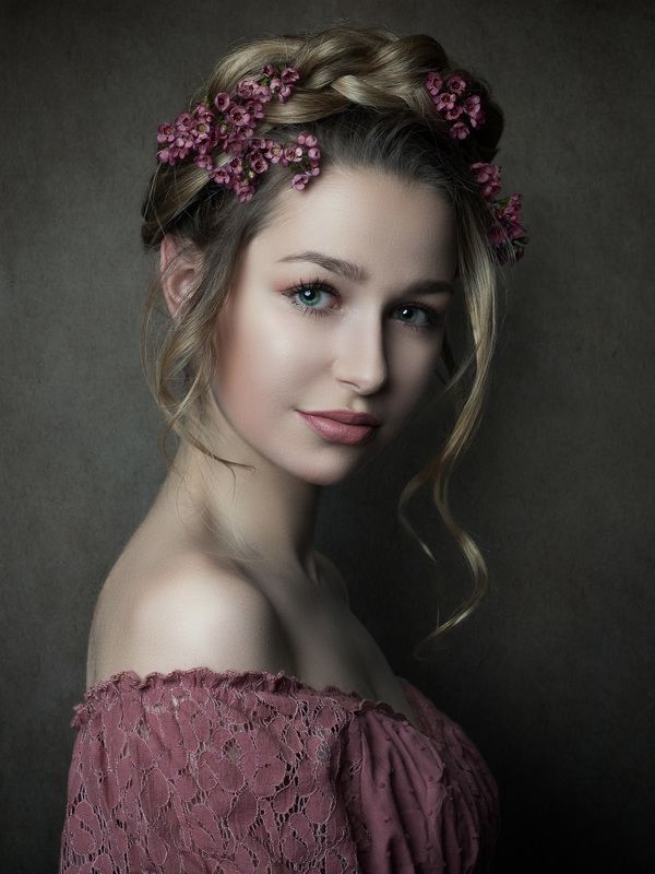 portrait, hairflowers, michael schnabl, woman Theresa фото превью