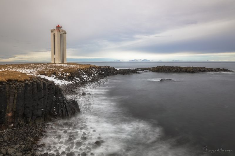 kalfshamarsviti lighthouse basalt rocks Kalfshamarsviti lighthouse & basalt rocks. фото превью