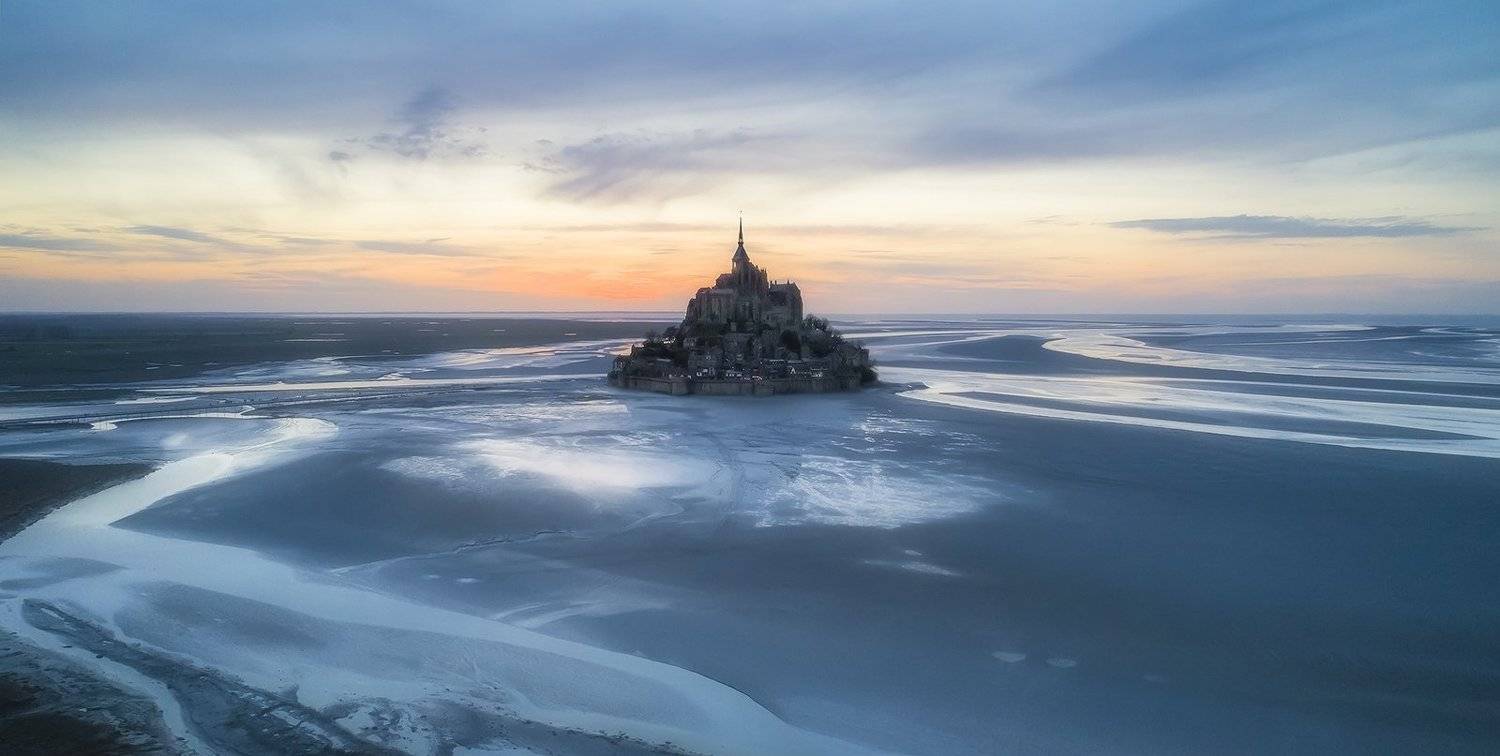 mont saint michel, france, normandy, sunset, Андрей Чабров