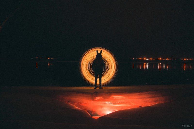 ночь, свет, силуэт, фото, ночное, лёд Ночные рисованияphoto preview