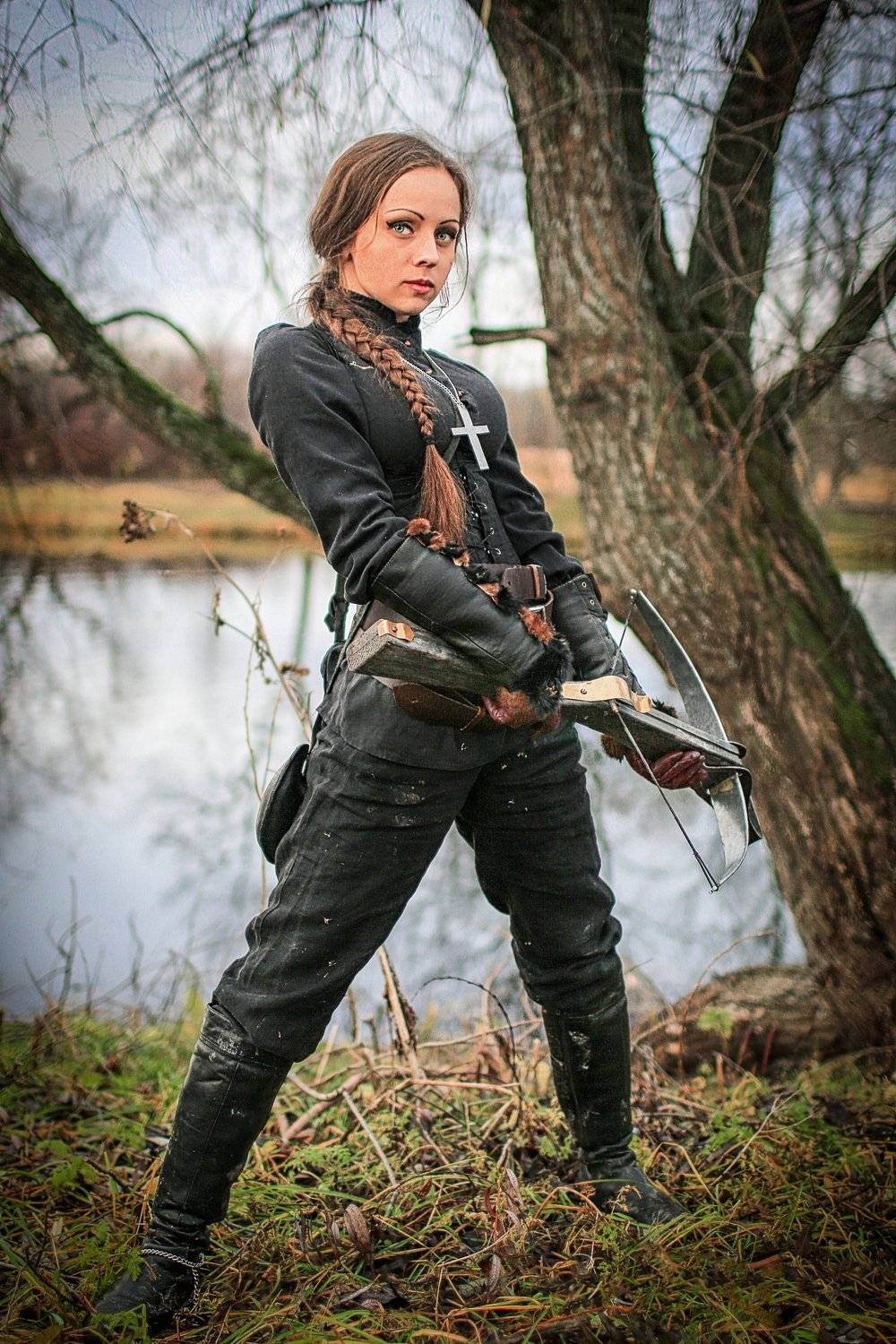 девушка, модель, портрет, охотница, арбалет, Сергей Рехов