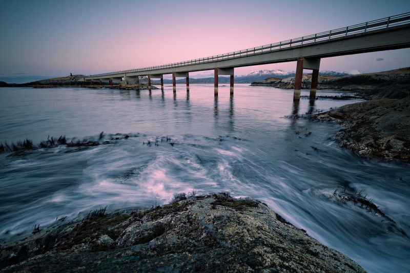Sea, Water, AtlanticRoad, Norway, Sunset, Nisi, Haida Sunset at the bridge фото превью