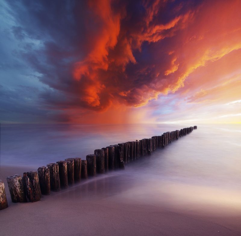 Lithuania, sky, sea, clouds, sand, beach * фото превью
