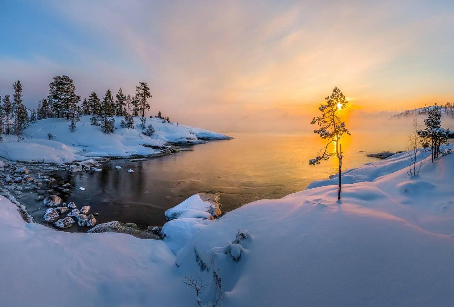ладожское озеро, карелия, остров, зима, снег, фототур, лёд, шхеры, рассвет, сосна, солнце,, Лашков Фёдор