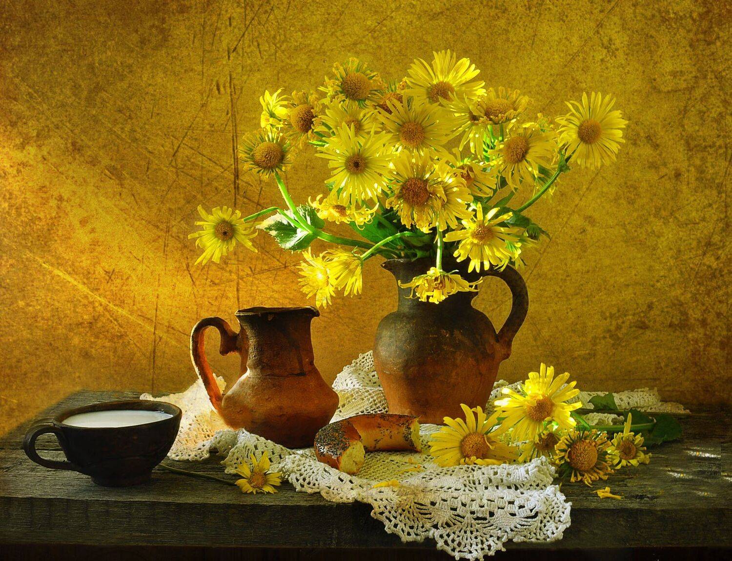 still life, натюрморт,  керамика, кружево, лето, молоко, ретро, фото натюрморт, цветы, Колова Валентина