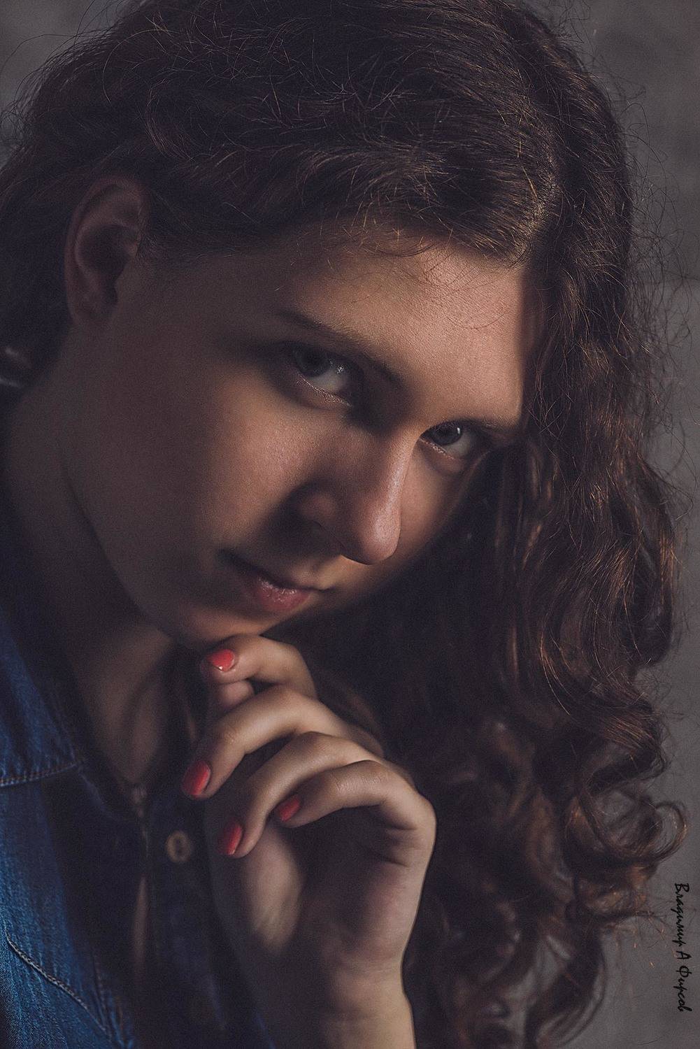 девушка, портрет, прическа, глаза, Владимир Фирсов