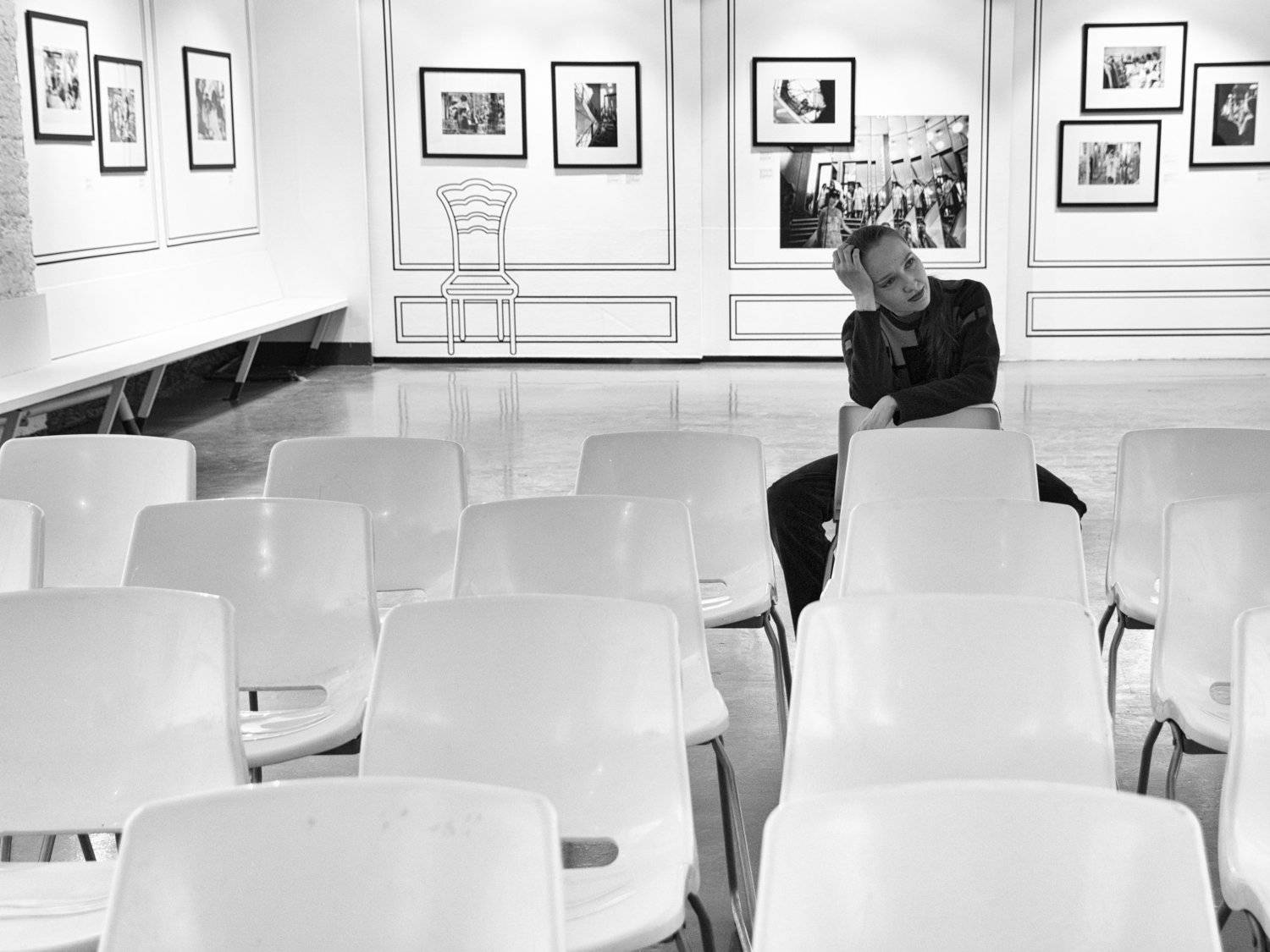 Girl, Moscow, Russia, Monochrome, Exibition, Black and white, Thinking, Elena Beregatnova