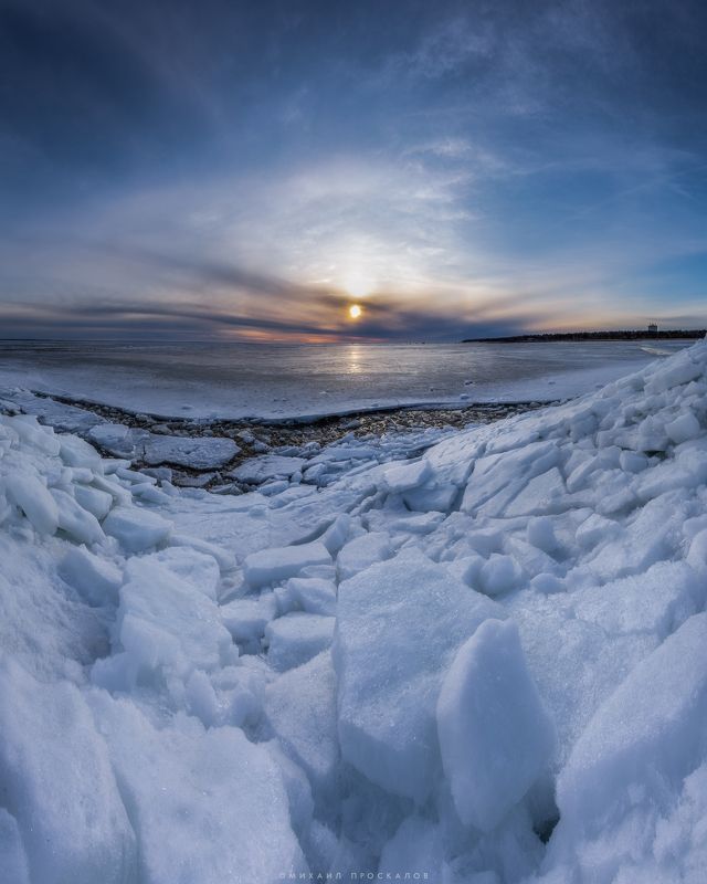 природа, закат, панорама, пейзаж Закат за ледяной стеной фото превью