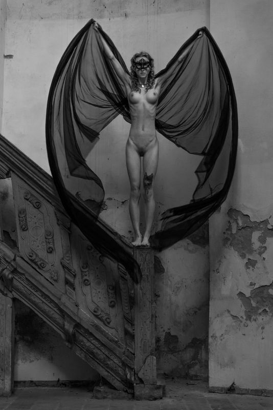 nude, girl, woman, bw, akt, ню, арт, модель, Fallen Angel - Падший Aнгел фото превью