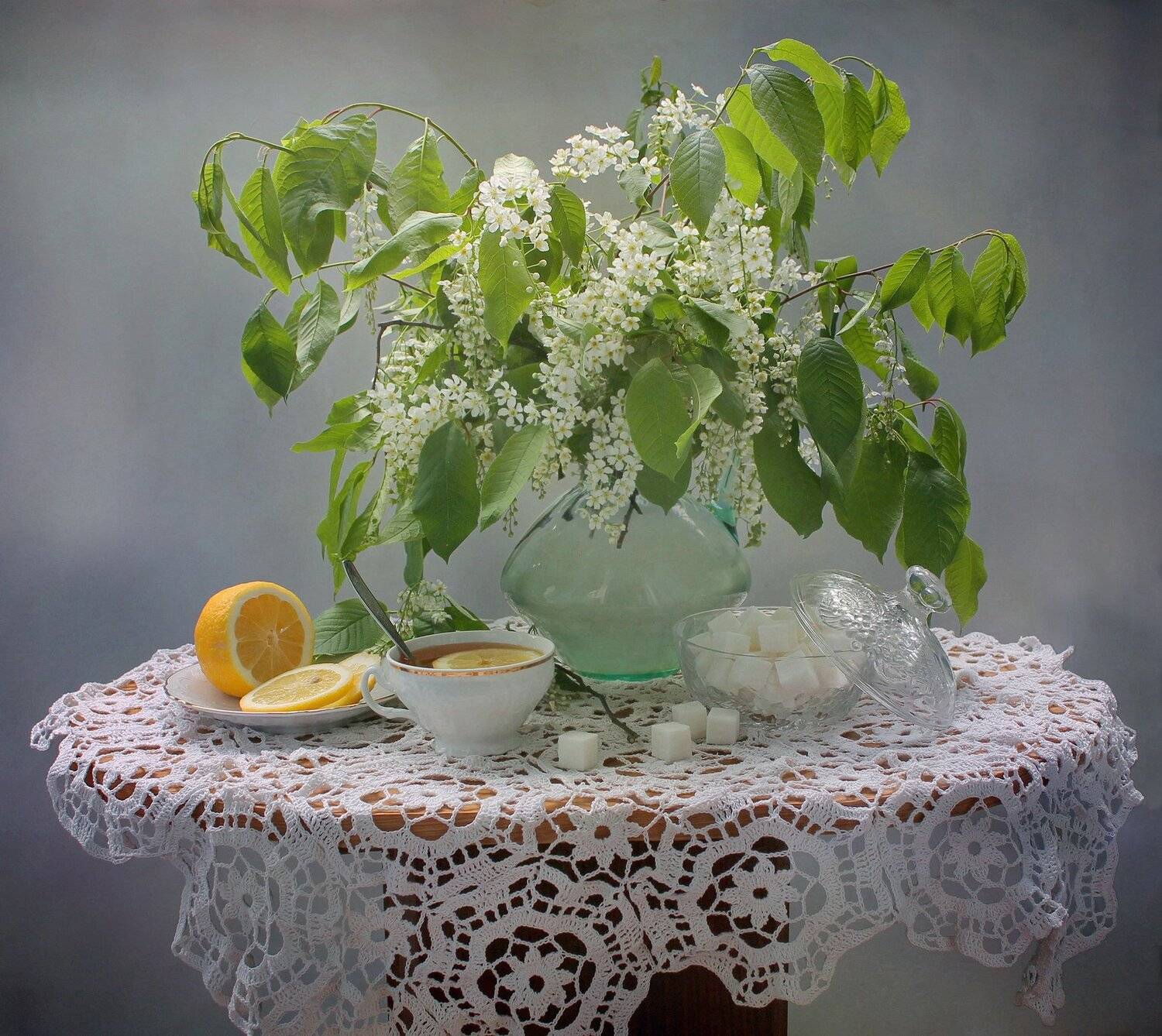 натюрморт, весна, черемуха, цветы, чай, фарфор, Ковалева Светлана