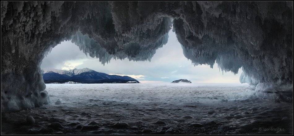 байкал, бурятия, снег, лед, сосульки, зима, горы, остров, Игорь Глушко