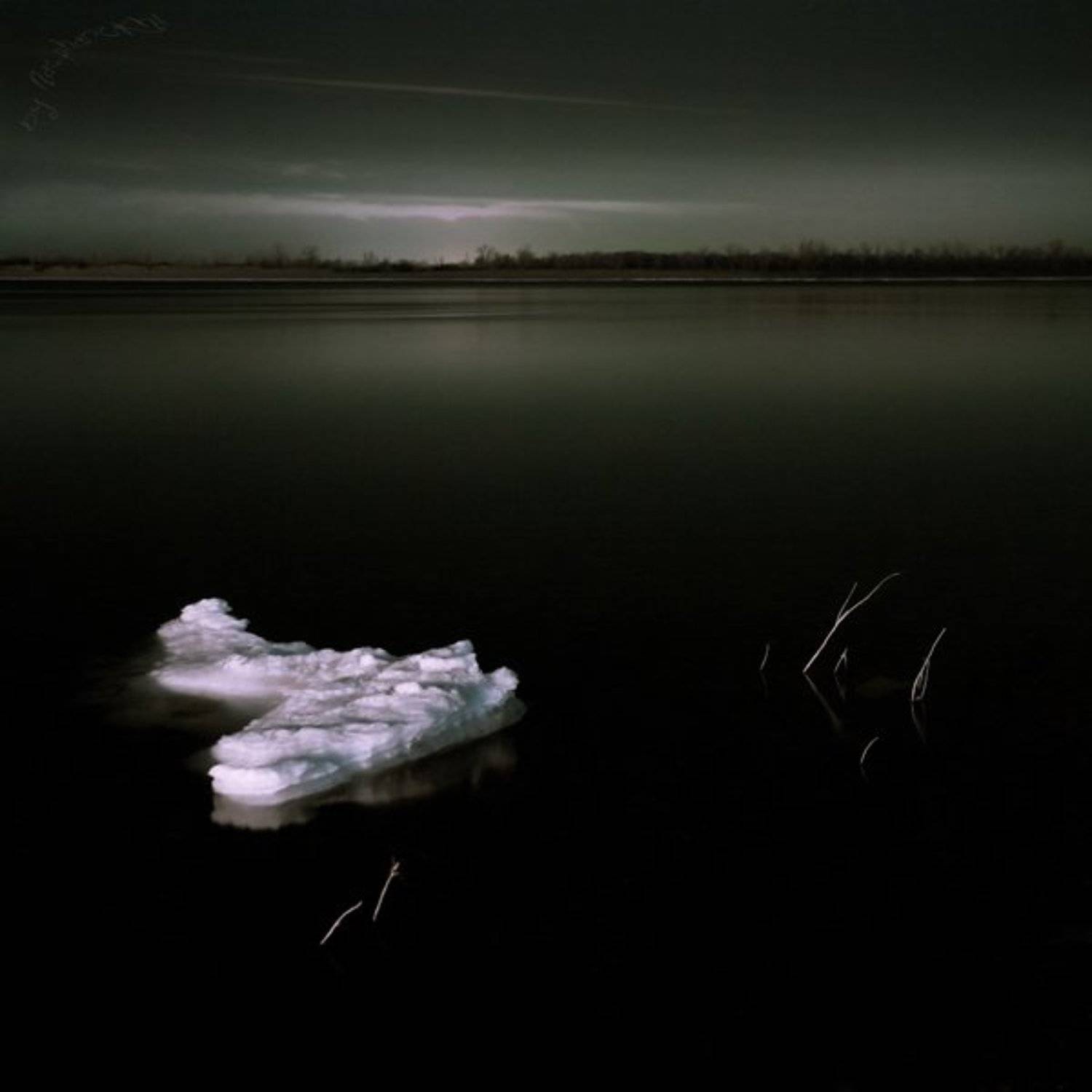 ночь, мрак, льдина, река, Кирилл Брага