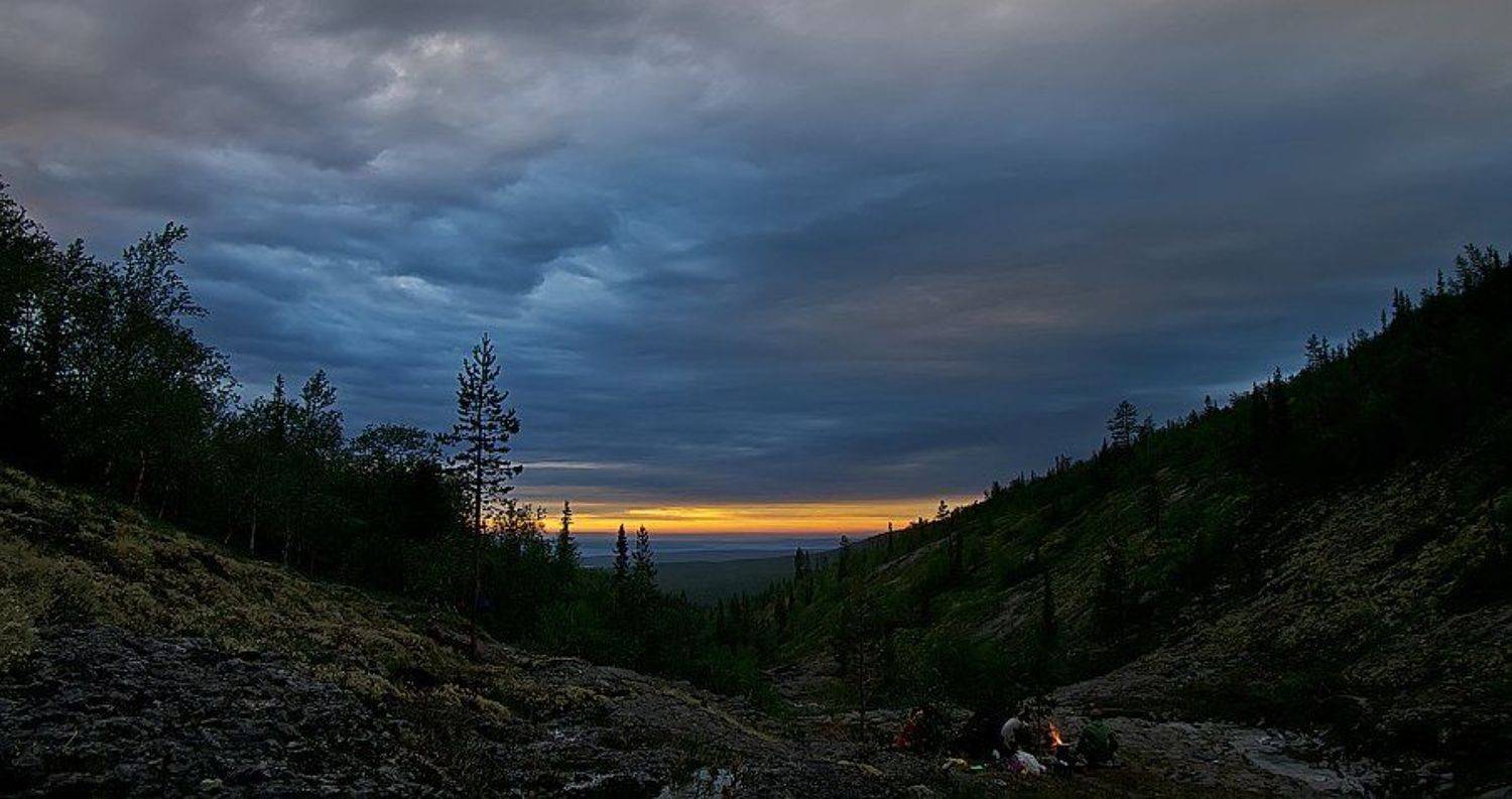 хибины, вечер, закат, костер, Макс Рогозин
