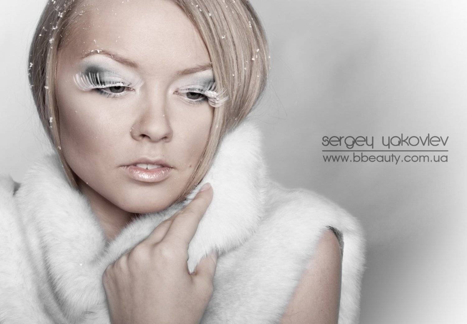 красивая девушка, портрет, холод, снежинки, шуба, зима, Сергей Яковлев