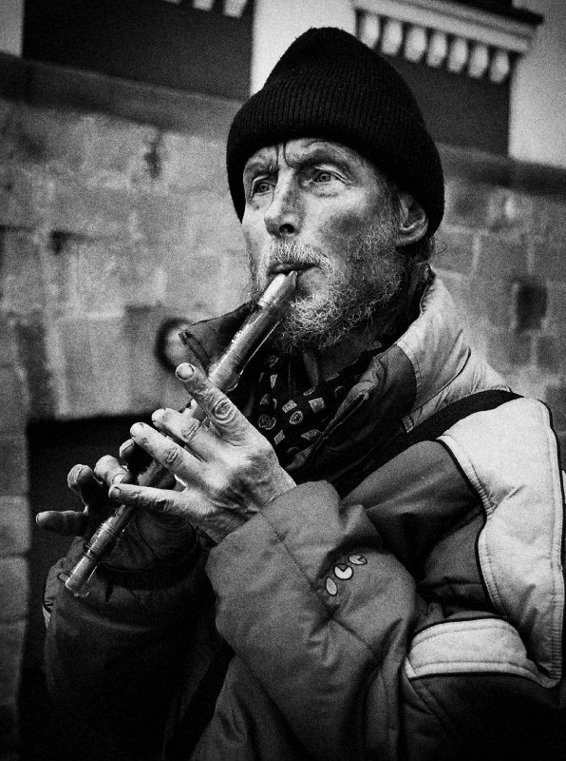 жанр, черно, белое, старик, улица, музыкант, музыка, Зуева Юля