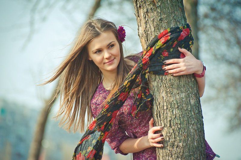 девушка, весна, солнце, небо, улыбка, spring Spring фото превью