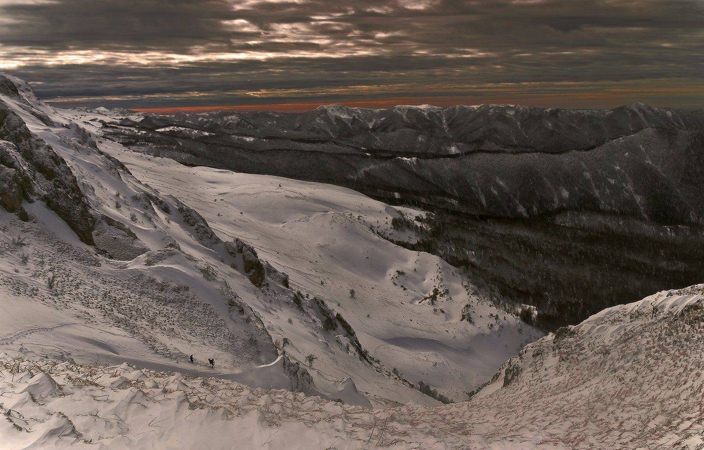 горы, , кавказ, перевл, спуск, ФЁДОР