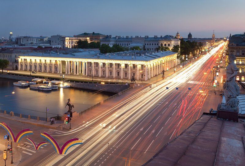 санкт-петербург, невский, проспект, аничков, мост, аничков, дворец, фонтанка Вечерний Невский фото превью
